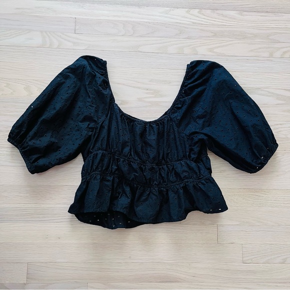 Target A New Day Eyelet Puff Sleeve Blouse in Black Size XXL - Picture 3 of 6